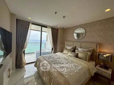 Luxurious bedroom with ocean view and elegant decor