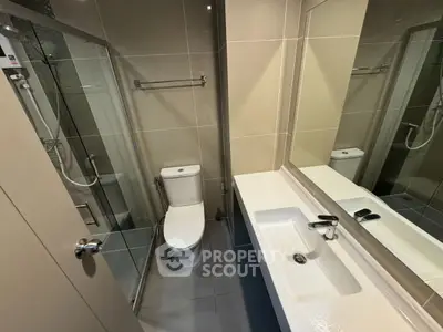 Modern bathroom with sleek design and glass shower enclosure