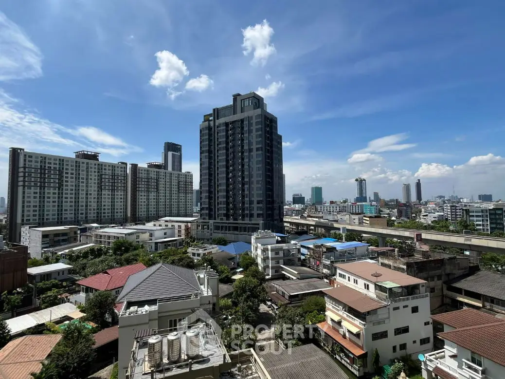 Stunning cityscape view with modern high-rise buildings under a clear blue sky.