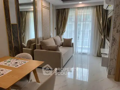 Luxurious modern living room with elegant decor and natural light