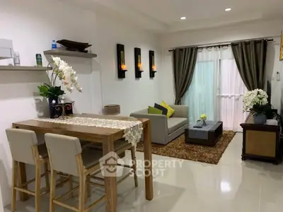 Stylish living room with modern decor and cozy seating area