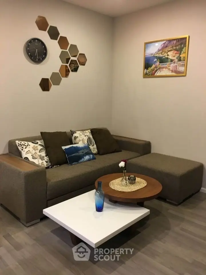 Stylish living room with modern decor and comfortable sofa