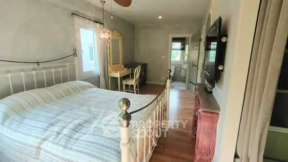 Charming bedroom with vintage decor and natural light