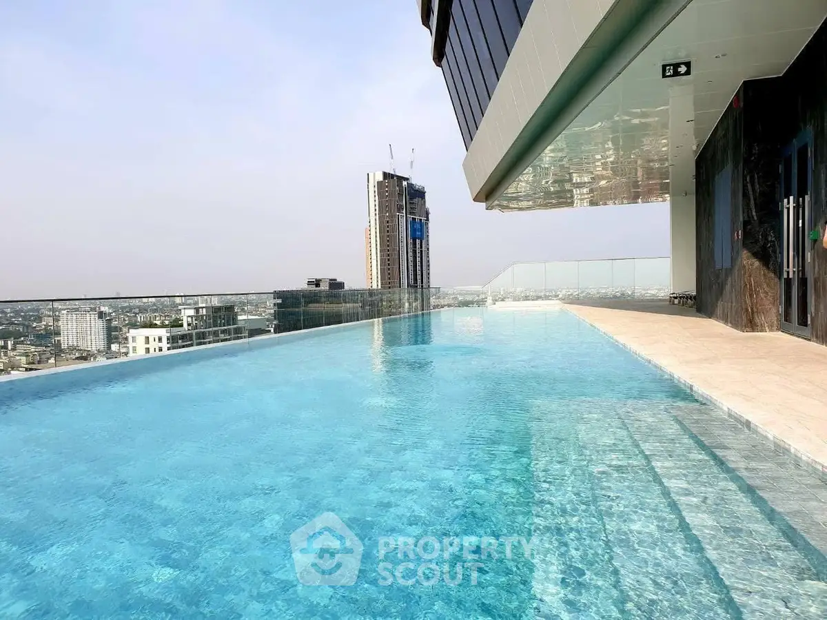 Luxurious rooftop infinity pool with stunning city skyline views