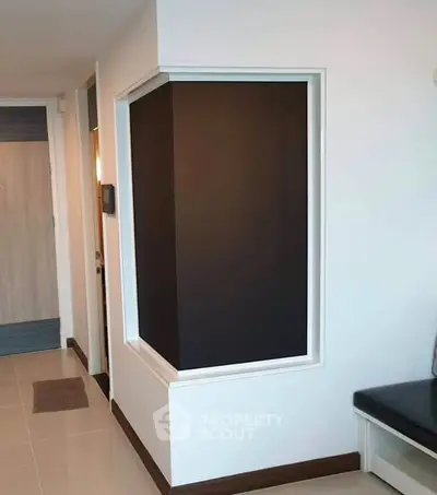 Modern apartment entrance with sleek design and minimalist decor