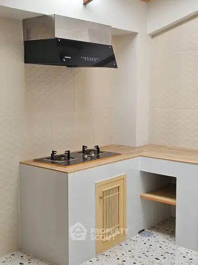 Modern kitchen with gas stove and sleek cabinetry