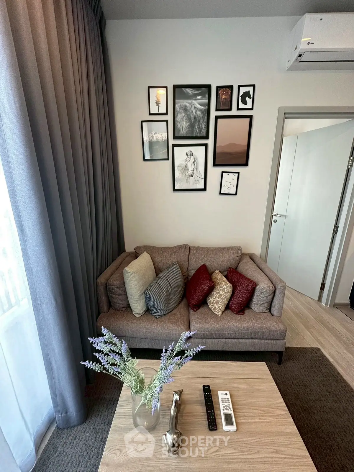 Cozy living room with stylish decor and comfortable sofa