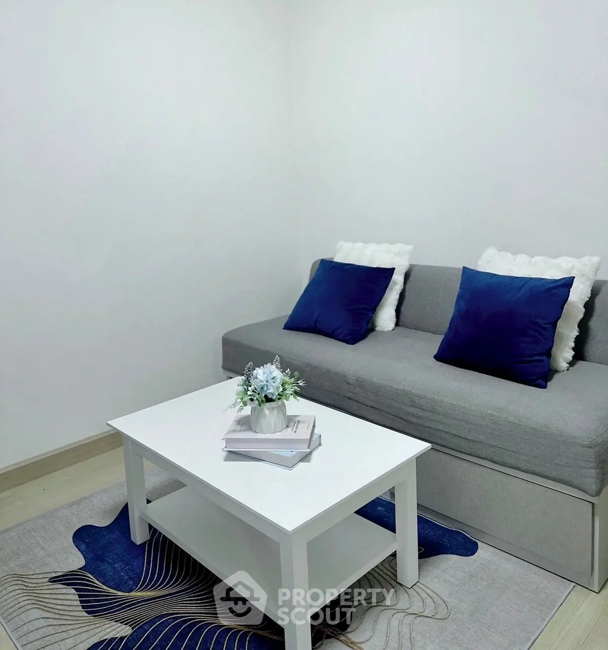 Cozy living room with modern sofa and stylish decor