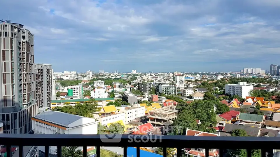 Stunning cityscape view from high-rise balcony with expansive skyline