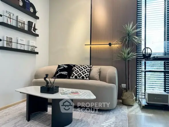 Stylish modern living room with cozy sofa and chic decor