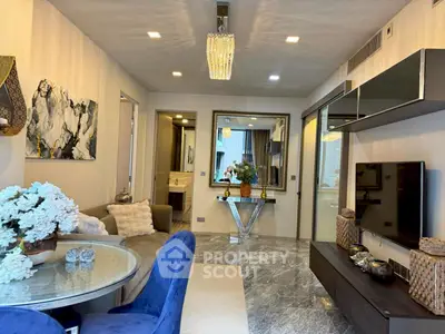 Luxurious modern living room with elegant decor and marble flooring