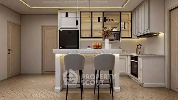 Modern kitchen with sleek cabinetry and stylish bar seating