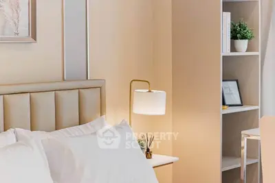 Elegant bedroom with modern decor and cozy lighting