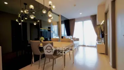 Luxurious modern bedroom with elegant lighting and large windows