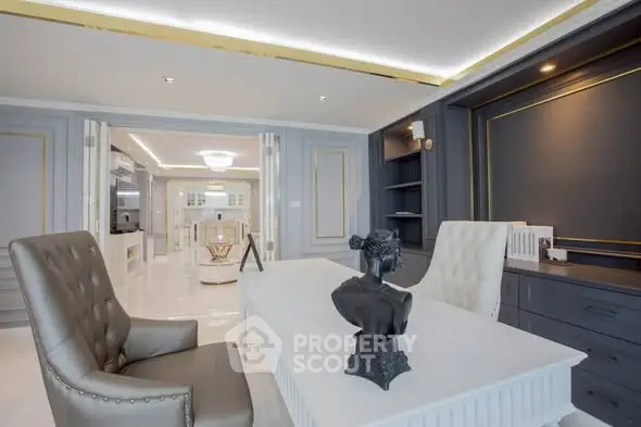 Luxurious modern study with elegant decor and stylish furniture