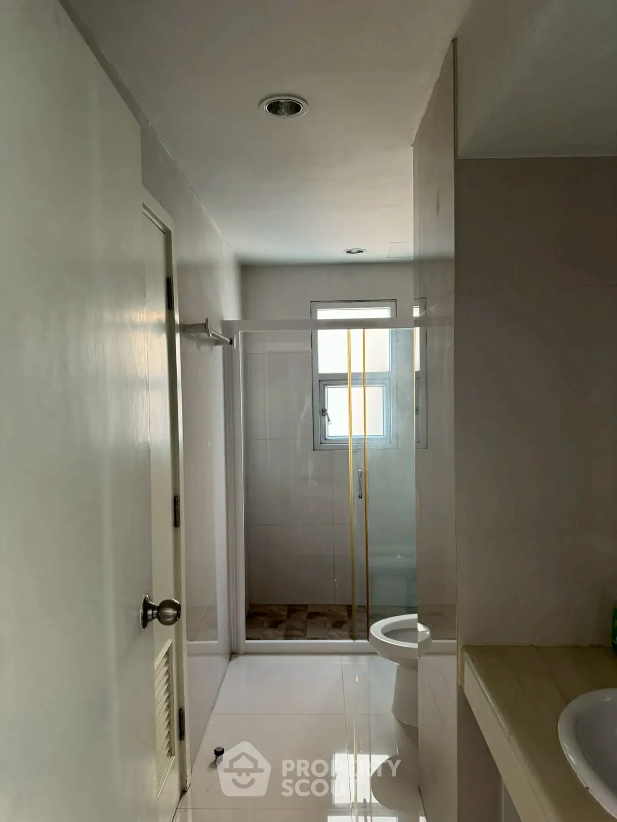 Modern bathroom with sleek design and natural lighting