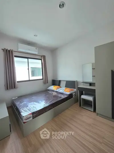 Modern bedroom with minimalist design and natural light