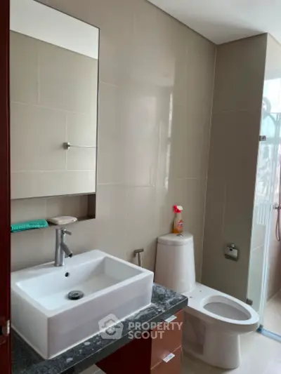 Modern bathroom with sleek fixtures and elegant design