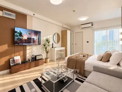 Modern living room with stylish decor and natural light