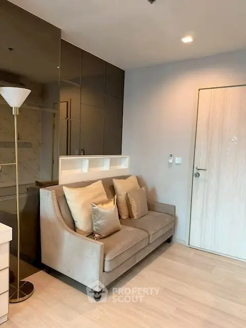 Modern living room with stylish sofa and elegant decor
