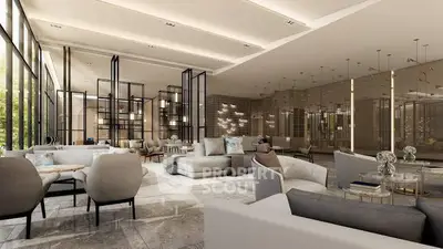 Luxurious modern living room with elegant decor and spacious seating area