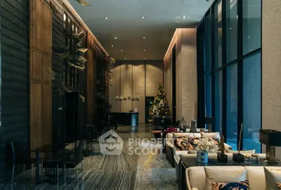 Luxurious modern living room with elegant decor and high ceilings in a premium real estate property.