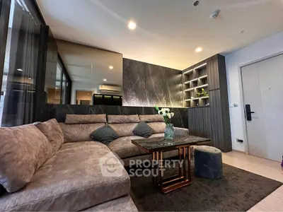 Luxurious modern living room with plush sofa and elegant decor