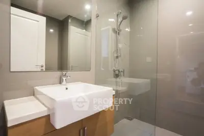 Modern bathroom with sleek design and glass shower enclosure