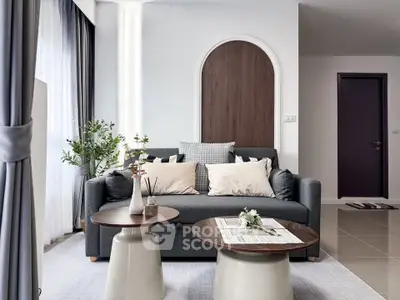 Stylish living room with modern decor and cozy seating area