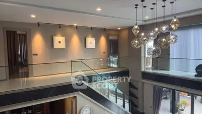 Luxurious modern interior with elegant lighting and open layout