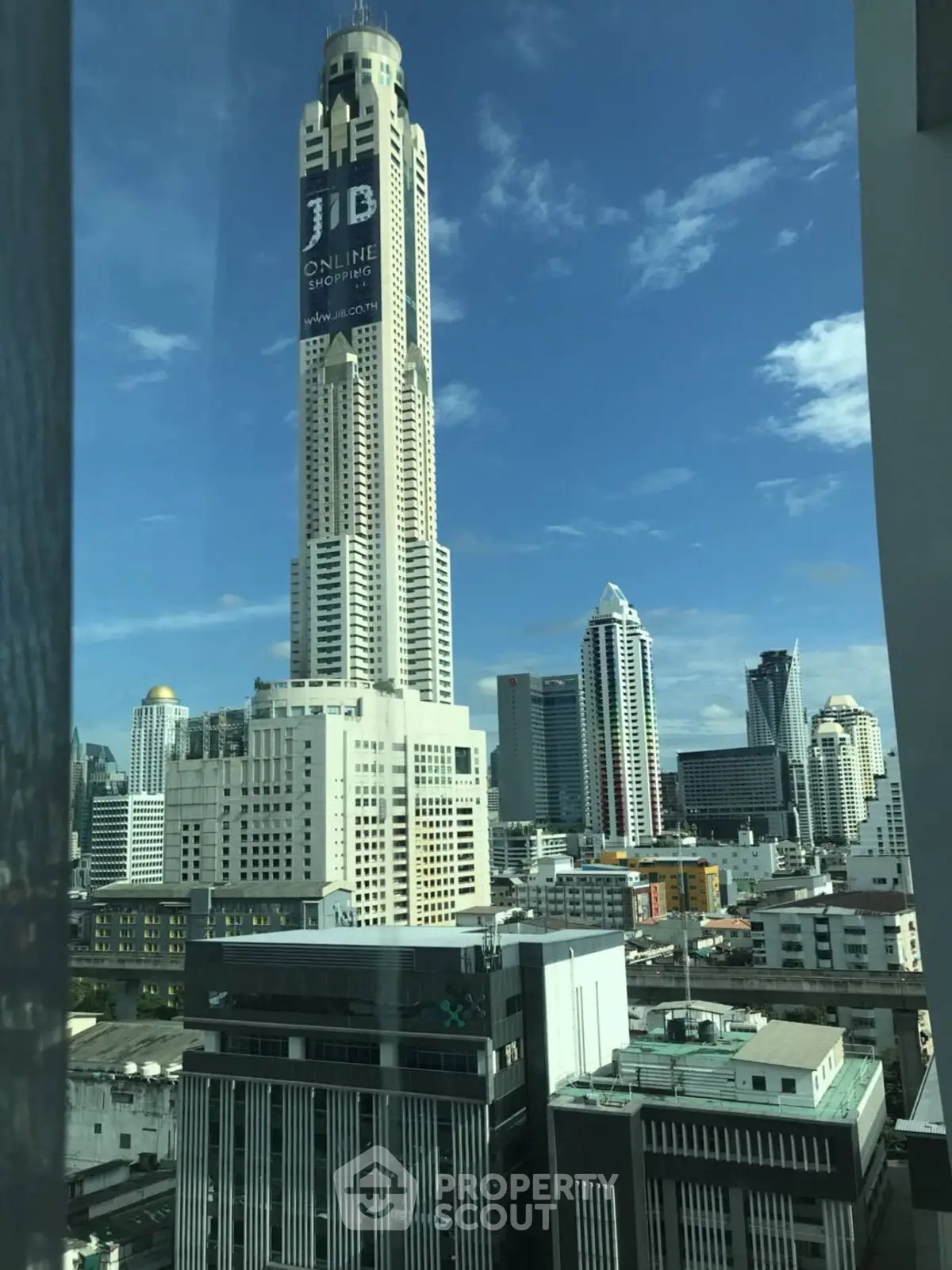 Stunning cityscape view showcasing modern skyscrapers under a clear blue sky.