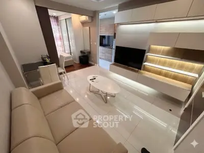 Modern living room with sleek furniture and stylish lighting