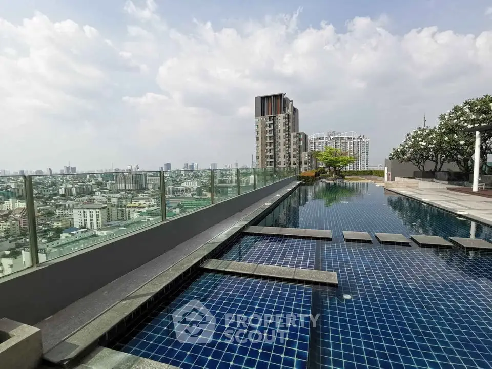 Stunning rooftop pool with panoramic city views and modern design.
