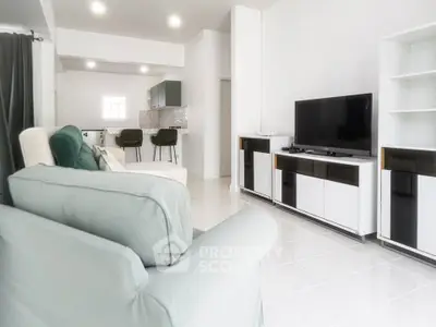 Modern living room with open layout and stylish furniture