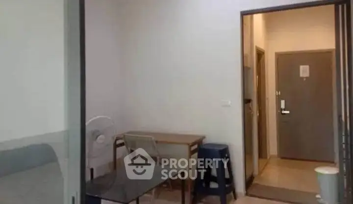 Cozy apartment entrance with minimalist furniture and neutral tones