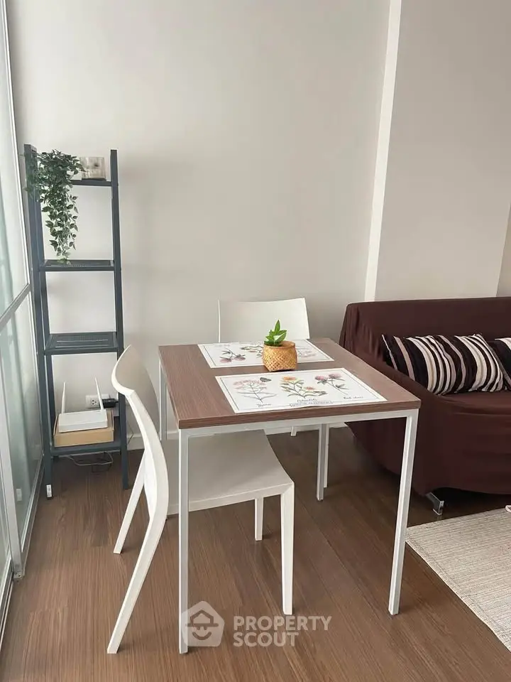 Modern living room with dining table and stylish decor