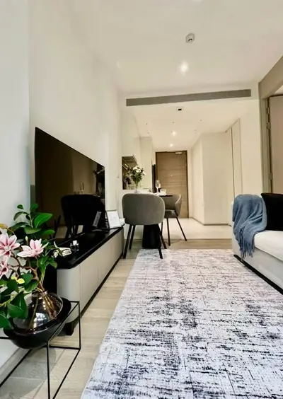 Modern living room with sleek furniture and stylish decor