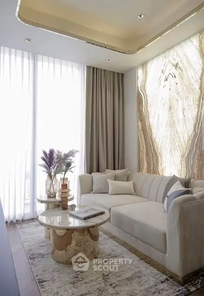 Luxurious living room with elegant decor and natural light