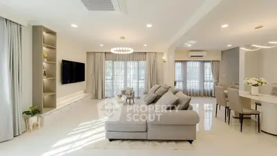 Spacious modern living room with elegant decor and open layout