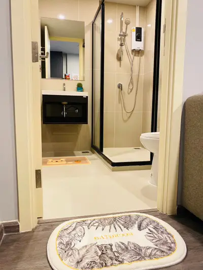 Modern bathroom with sleek shower and stylish decor