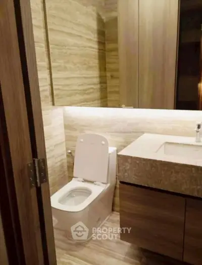 Modern bathroom with sleek design and elegant fixtures