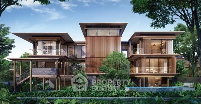 Luxurious modern villa with stunning architectural design and lush greenery