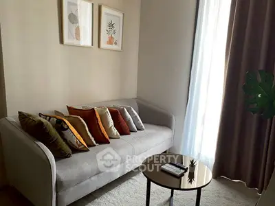 Cozy living room with stylish sofa and elegant decor