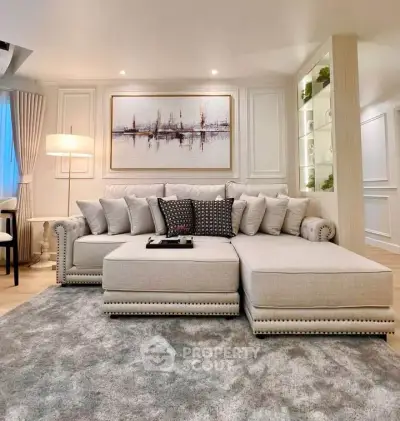 Luxurious living room with elegant sectional sofa and modern decor