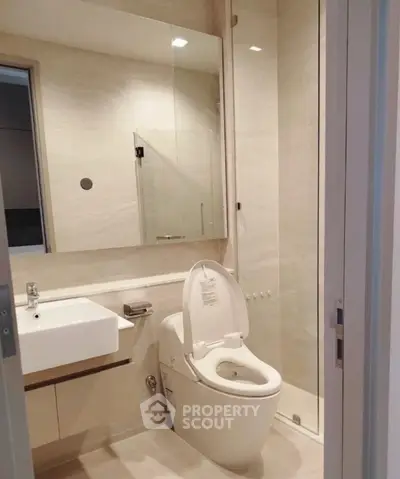 Modern bathroom with sleek fixtures and elegant design