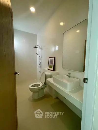 Modern bathroom with sleek fixtures and minimalist design