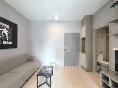 Modern living room with sleek furniture and minimalist decor