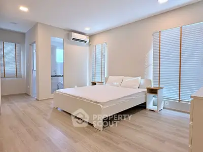 Spacious modern bedroom with natural light and sleek design