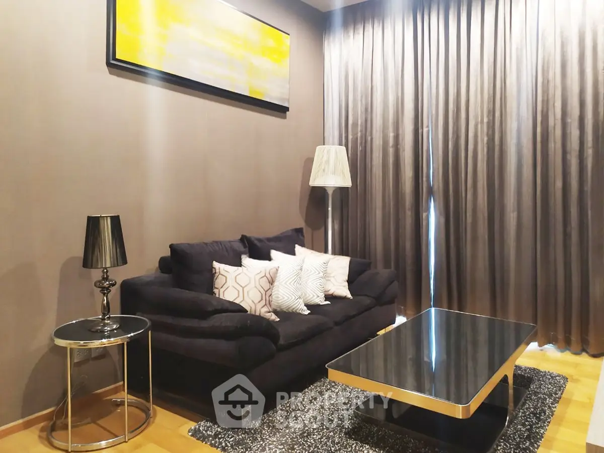 Stylish living room with modern decor and cozy seating area