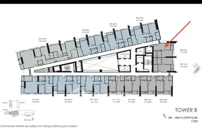 Floor plan of Tower B showcasing apartment layout from 9th to 19th floor.